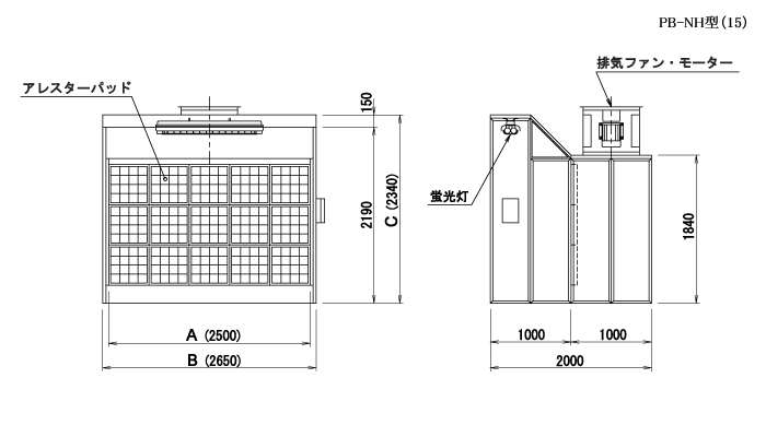 パーカー・ペイント・アレスターブース NH型（奥行きあり・開口高あり）型